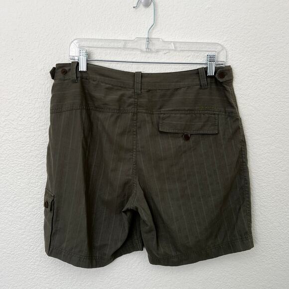 [Marmot] Olive Green Striped Mid Rise Cargo Shorts Outdoor Hiking Cotton Size 8 - Picture 2 of 10